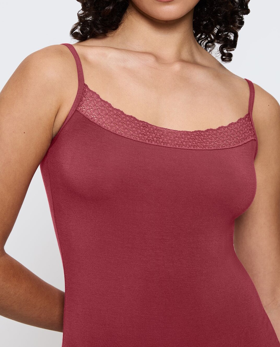 Top de Alças Sedoso de Tencel Modal Vermelho-3