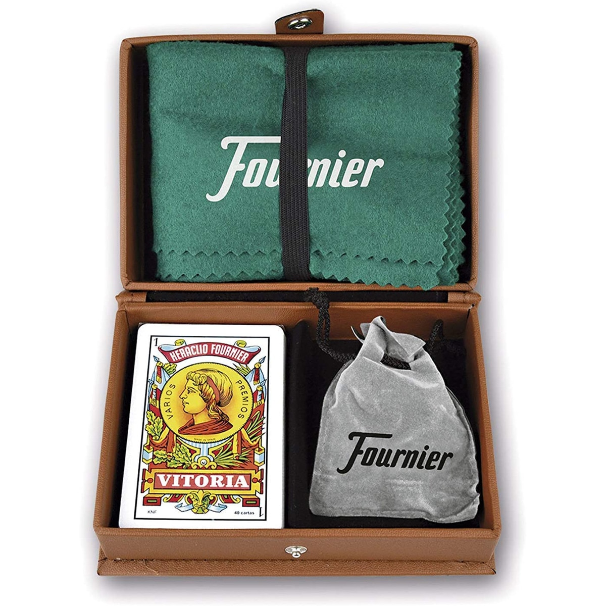 Imagem 0 de Conjunto Mus Fournier Estojo em pele Mus Fournier com baralhos de cartas de jogar, tapete