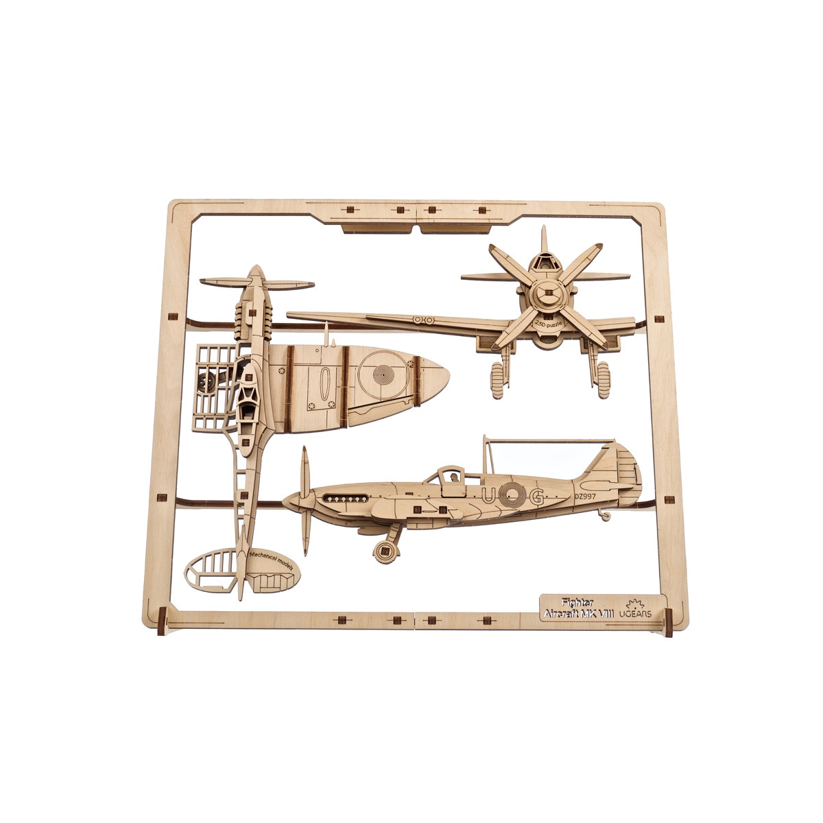 Imagem 0 de Maqueta puzzle para montar Ugears Fighter Aircraft 2.5D