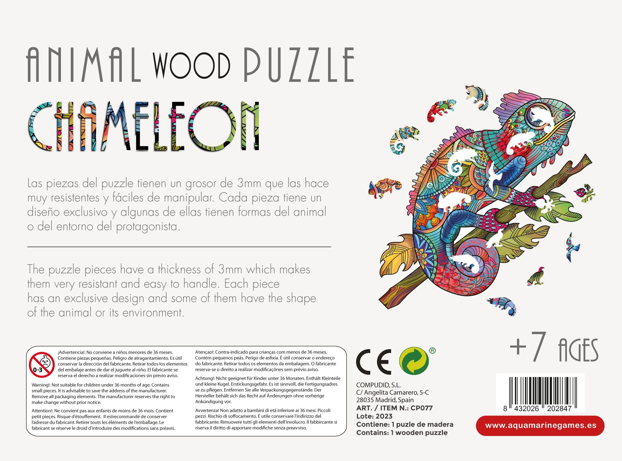 Puzzle de madeira Aquamarine Games The Chamaleon 4