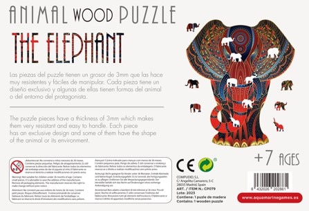 Puzzle de madeira Aquamarine Games The Elephant 4