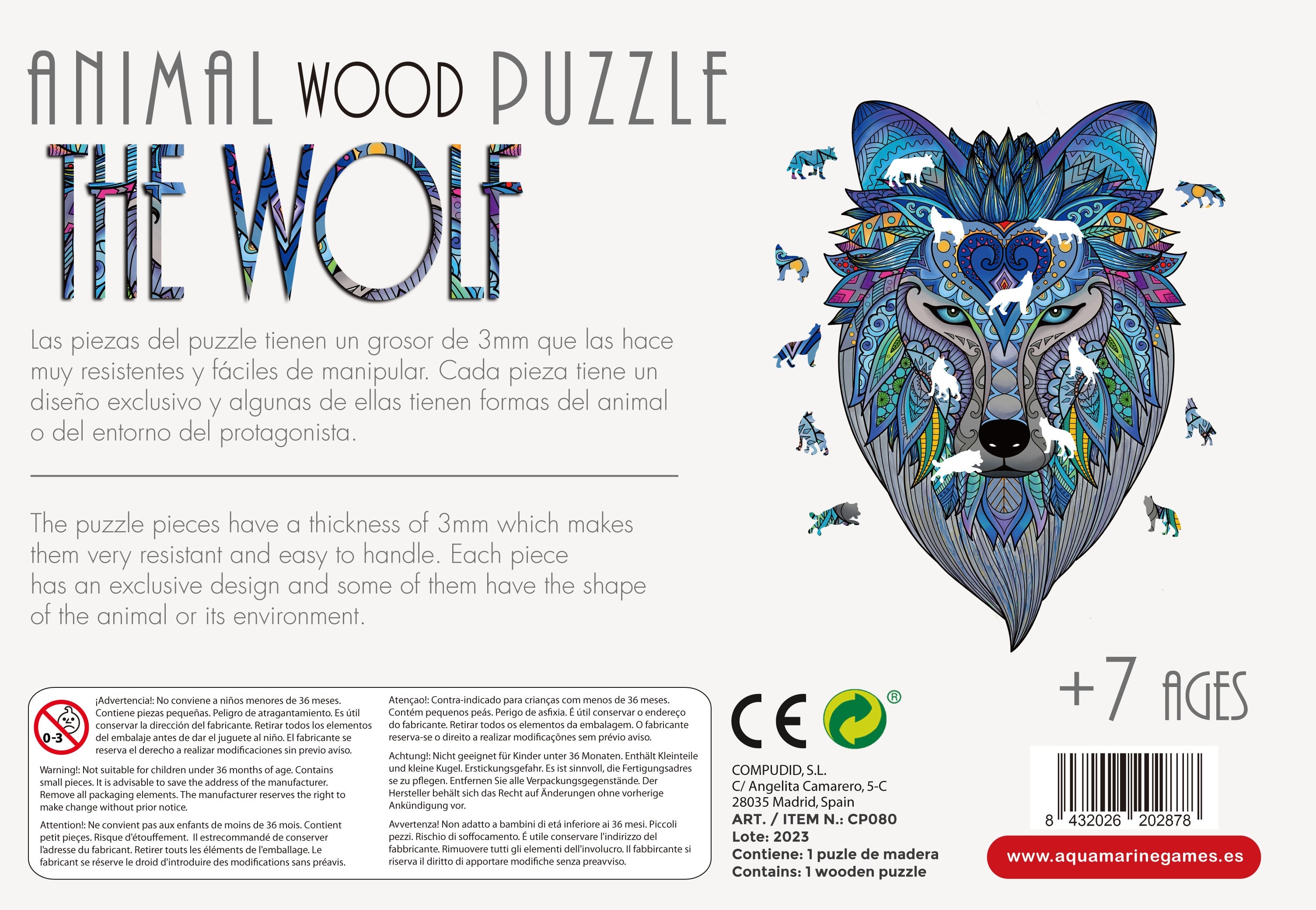 Puzzle de madeira Aquamarine Games The Wolf 3