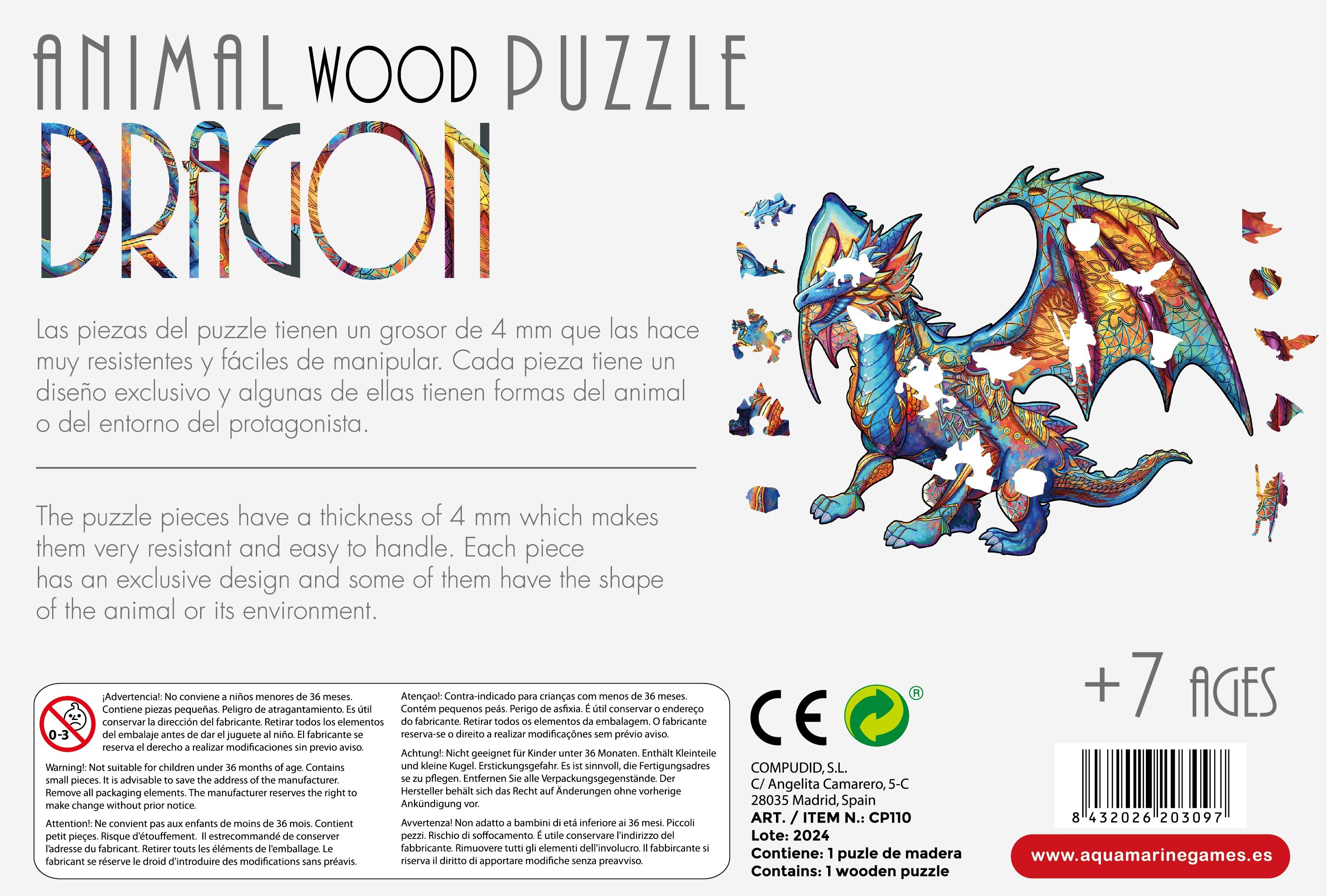 Puzzle de Madeira Dragão 5