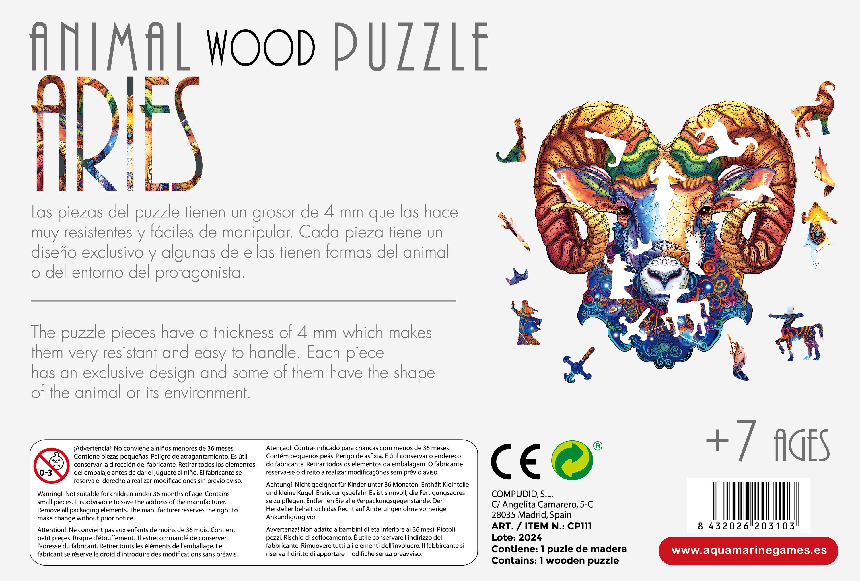 Puzzle de madera Aquamarine Games The Aries 5