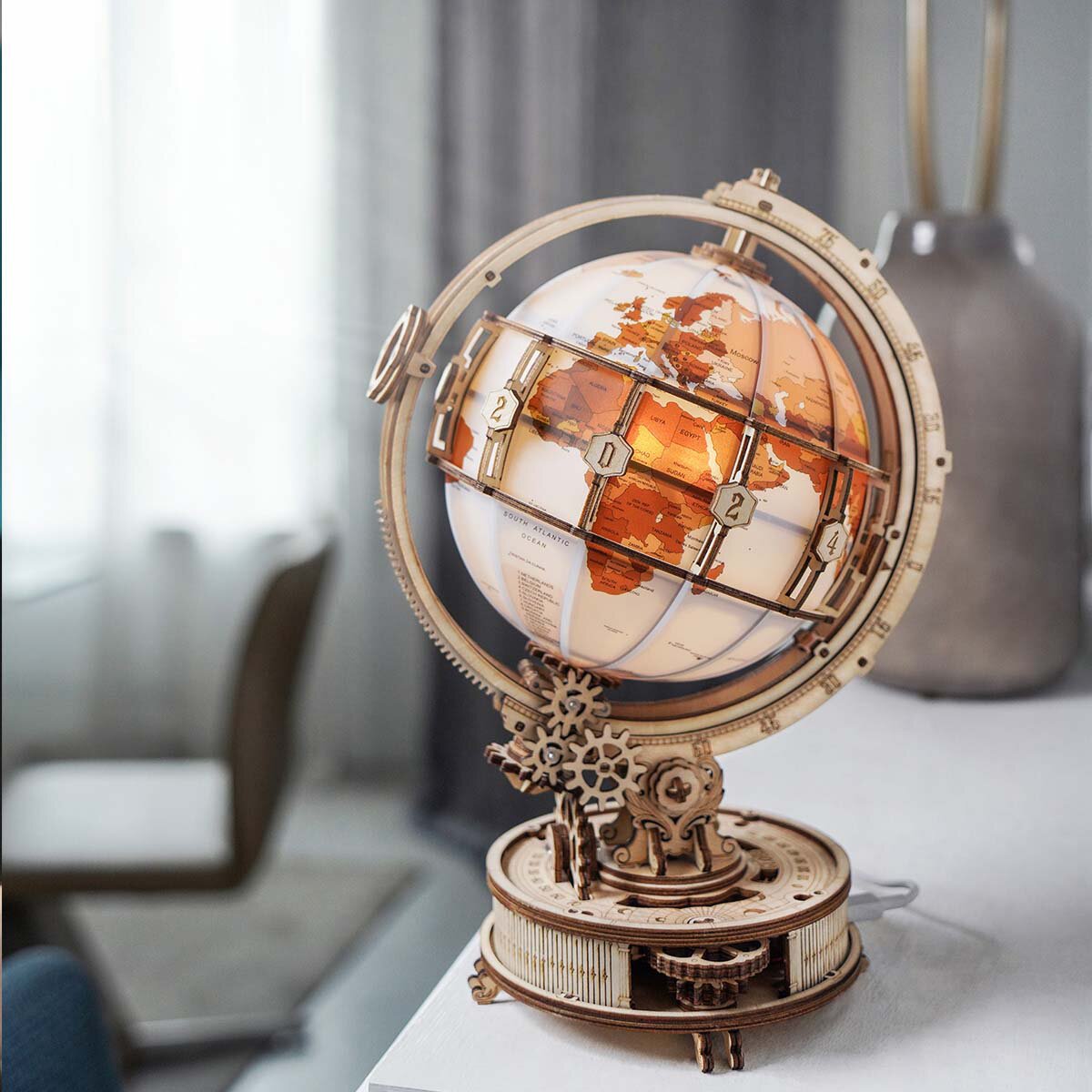 Maquete De Madeira Rokr Luminous Globe 3