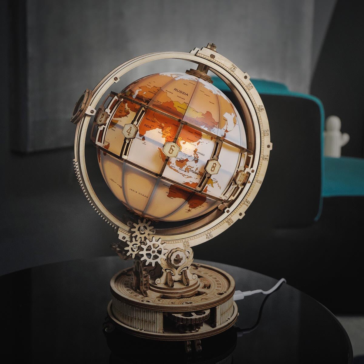 Maquete De Madeira Rokr Luminous Globe 4