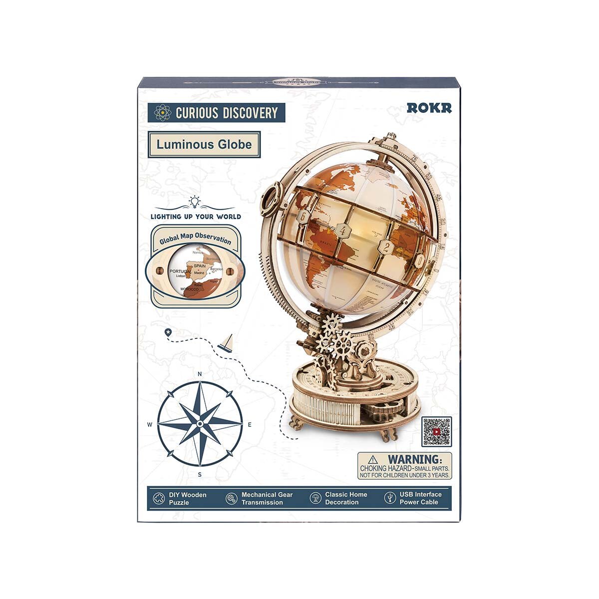 Maquete De Madeira Rokr Luminous Globe 5