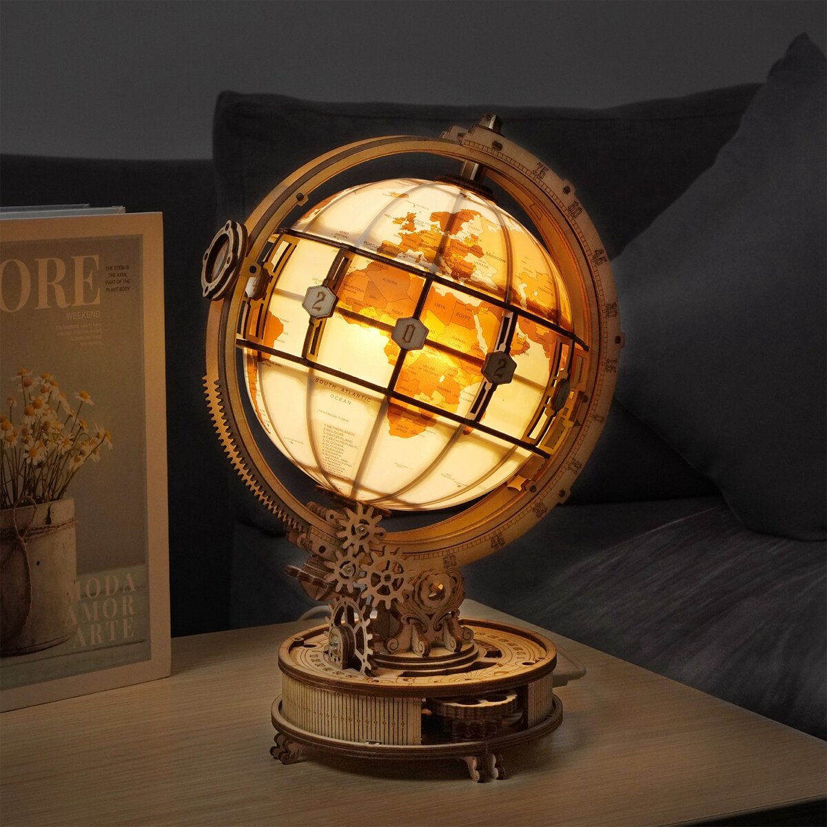 Maquete De Madeira Rokr Luminous Globe 6