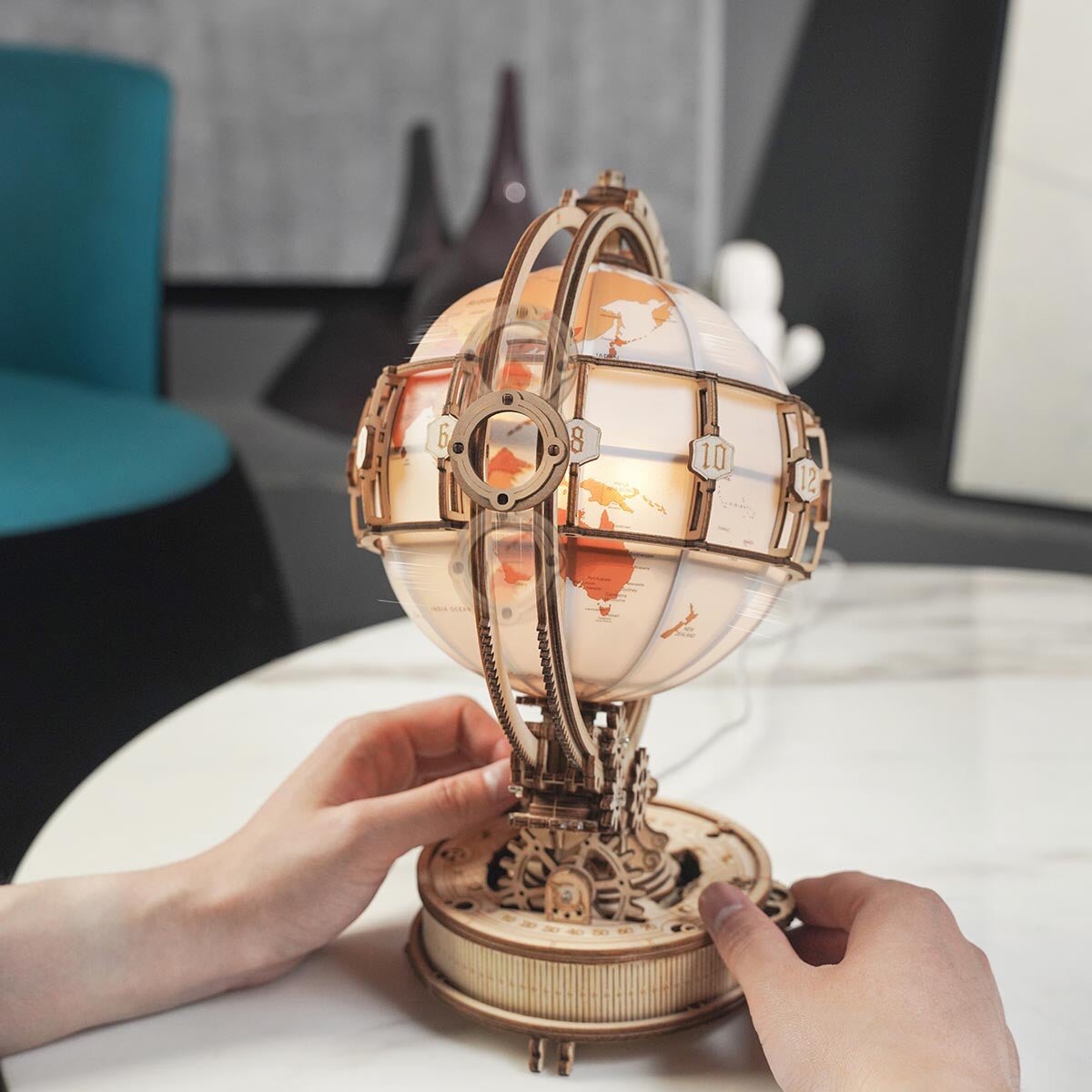 Maquete De Madeira Rokr Luminous Globe 9