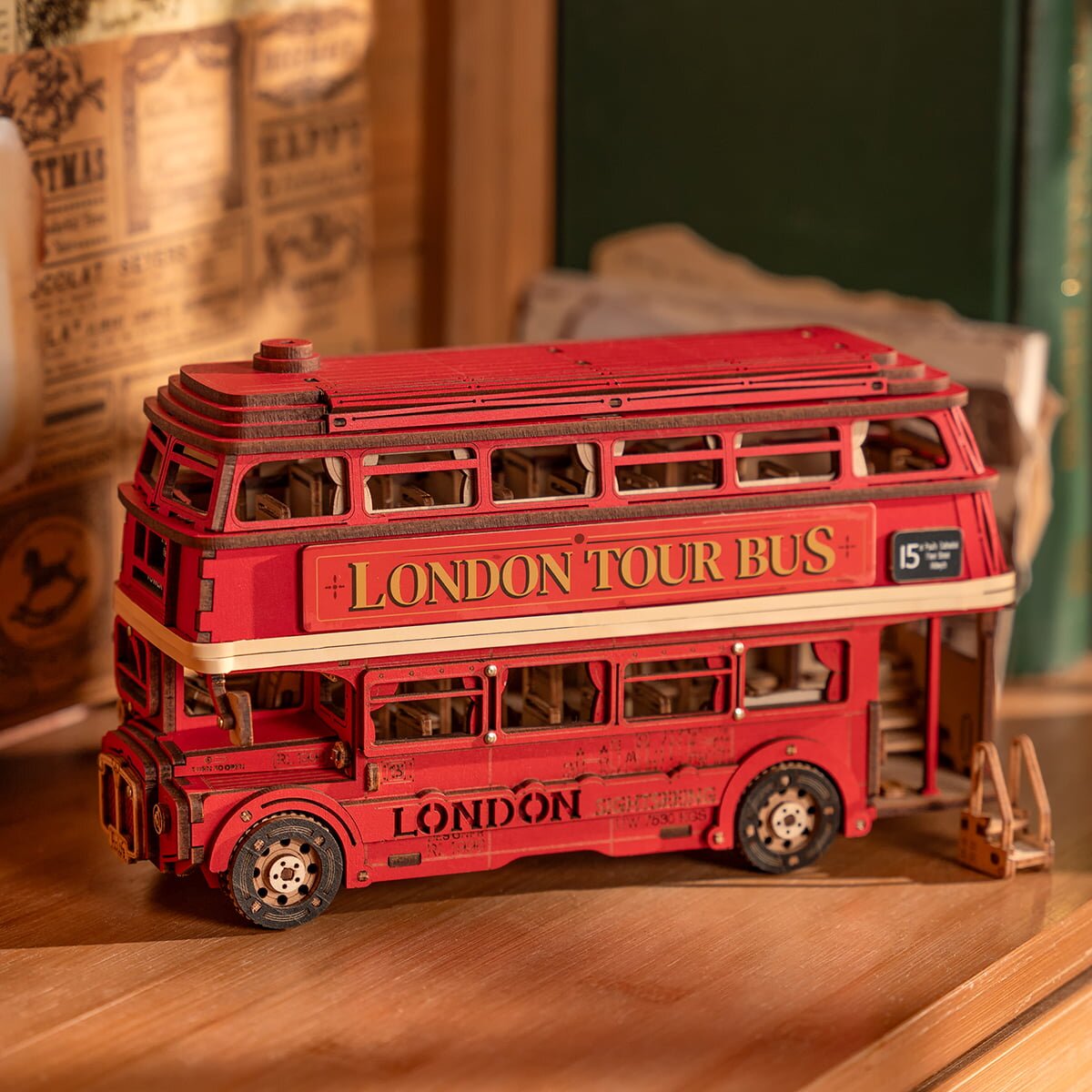 Maquete de Madeira Rolife London Tour Bus 2