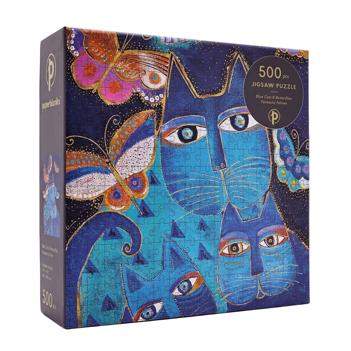 Imagem 0 de Puzzle de 500 Peças de Gatos Azuis e Borboletas