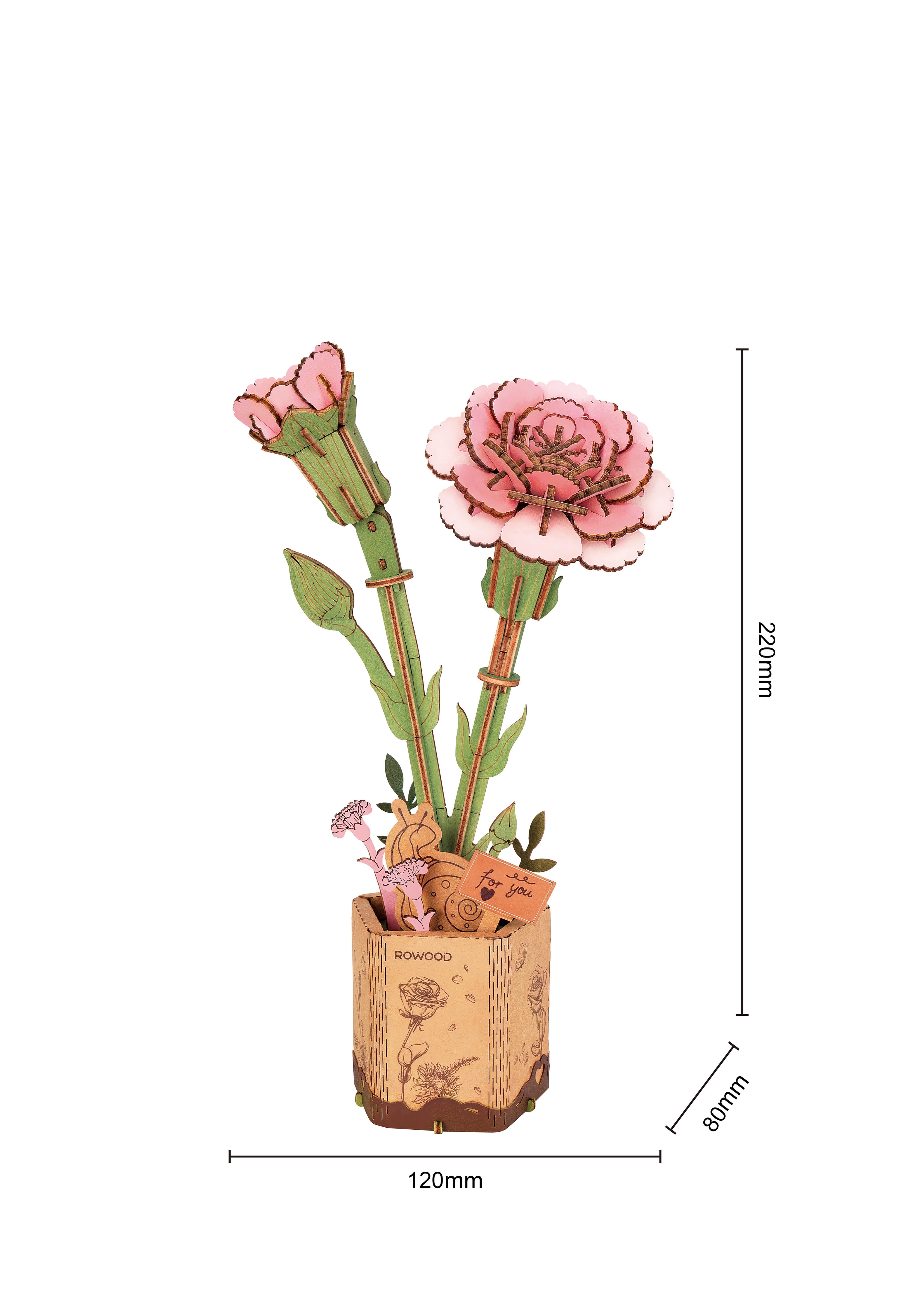Maquete de Madeira Cravo Rosa 3
