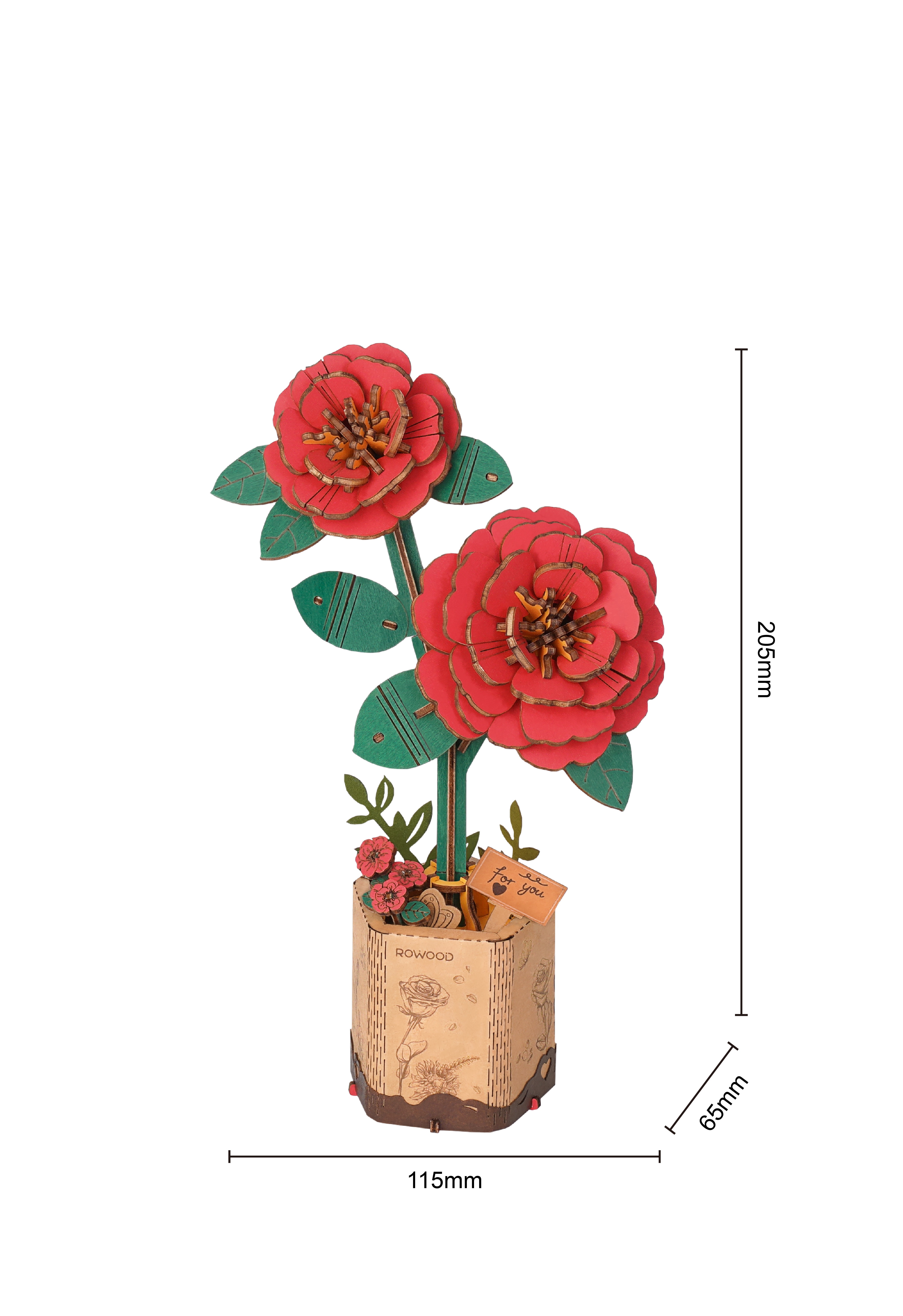 Maquete de Madeira Camelia Vermelha 4