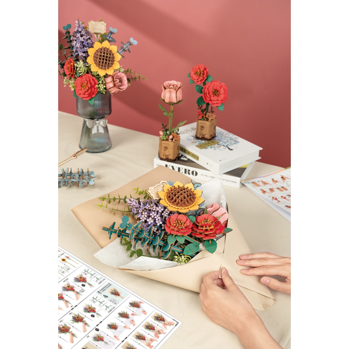 Maquete em Madeira Rowood Flower Bouquet 6