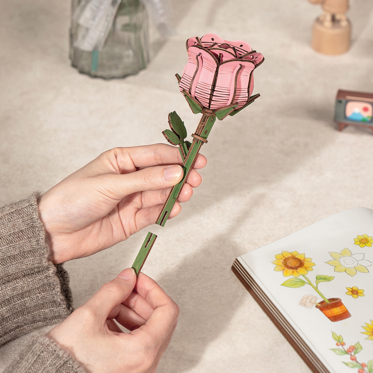 Maquete em Madeira Rowood Flower Bouquet 7