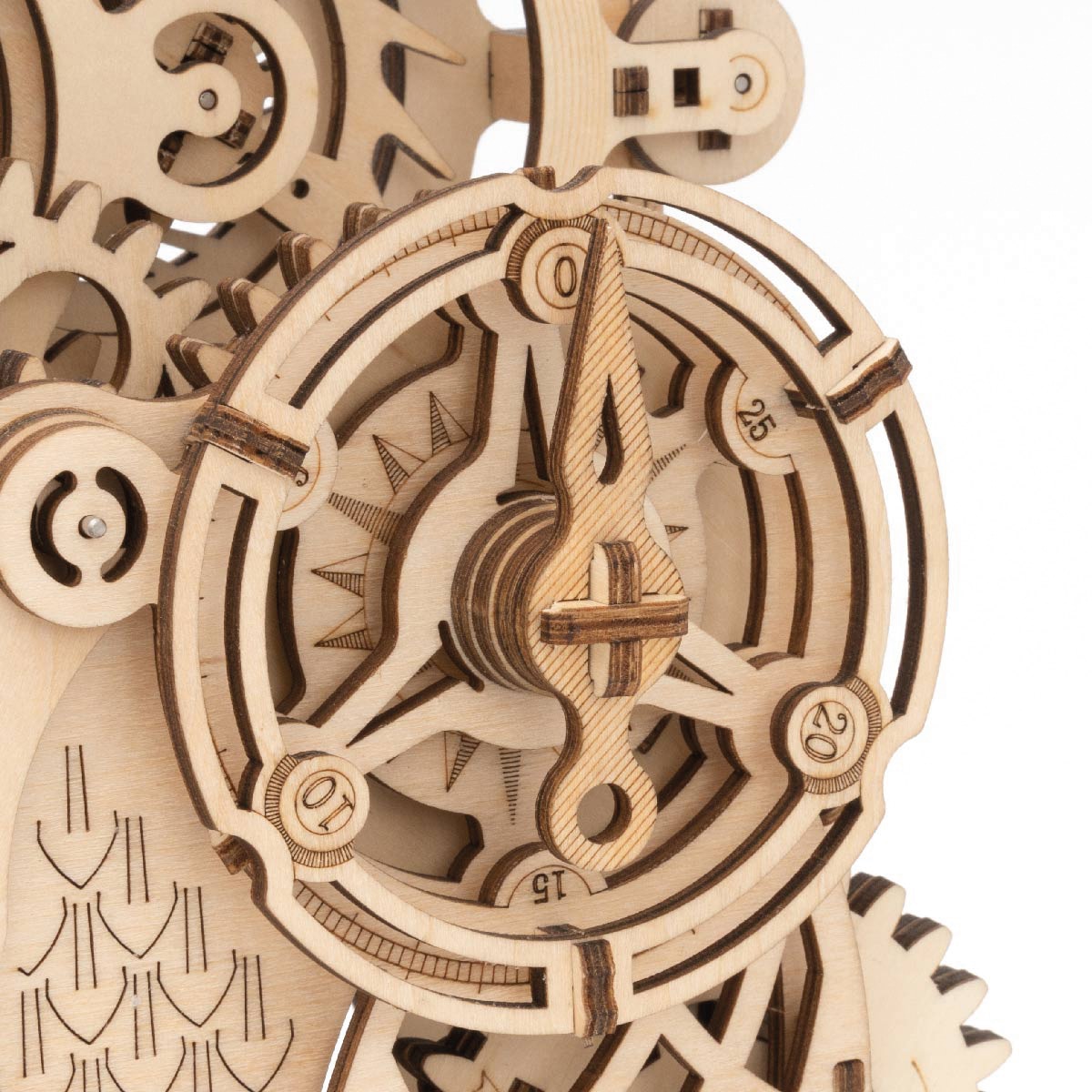 Maquete em Madeira Rokr Owl Clock 4