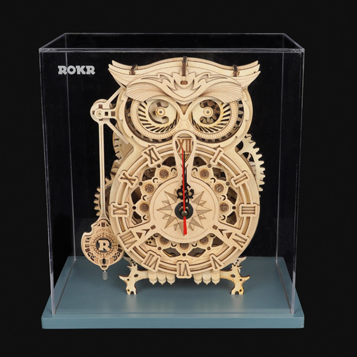Maquete em Madeira Rokr Owl Clock 9