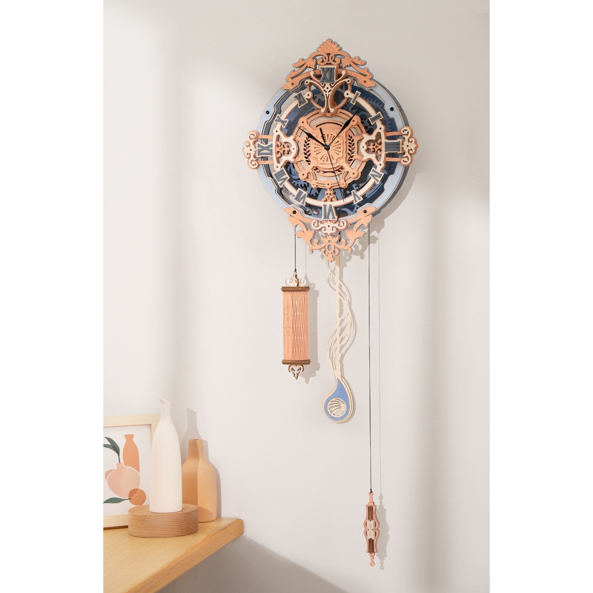 Maquete em Madeira Rokr Romantic Notes Wall Clock 2