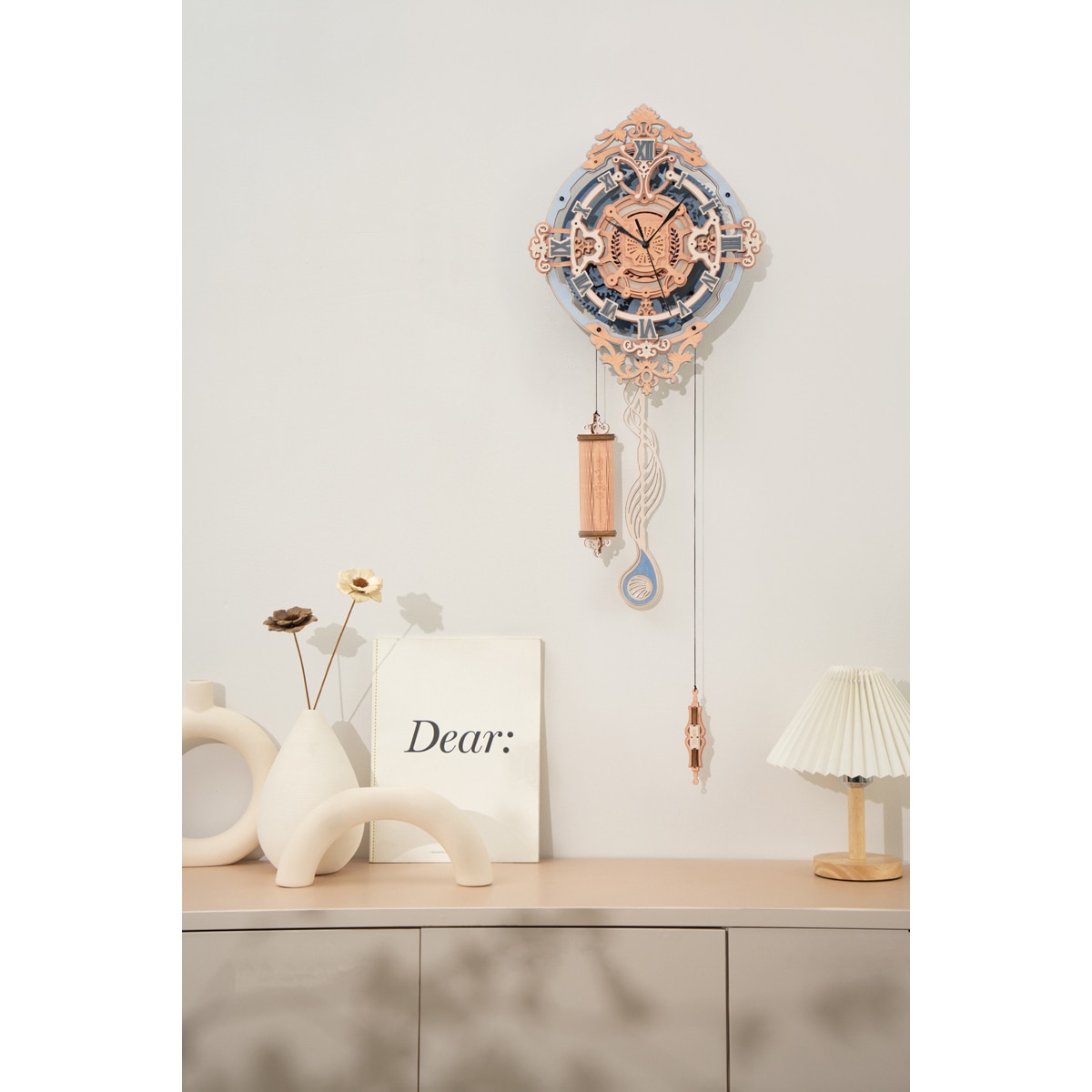 Maquete em Madeira Rokr Romantic Notes Wall Clock 3