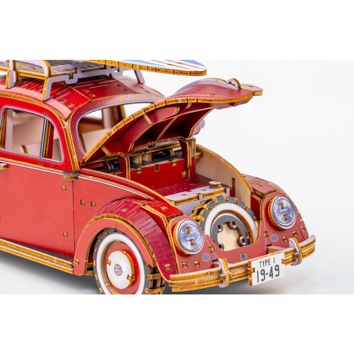 Maqueta de Madera Azone Volkswagen Beetle (TYPE 1) 1949 RED 9