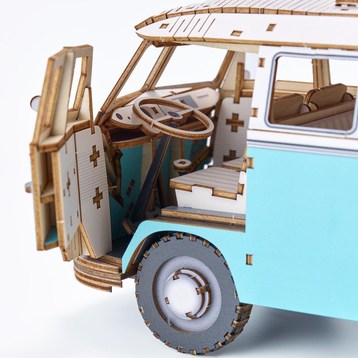 Maqueta de Madera Azone Volkswagen Beetle (TYPE 2) Campervan BLUE 4