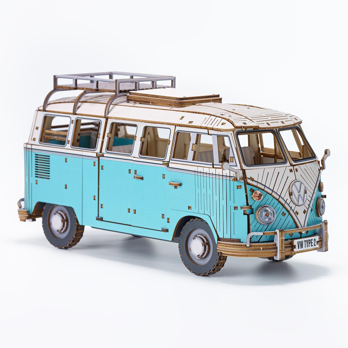 Maqueta de Madera Azone Volkswagen Beetle (TYPE 2) Campervan BLUE 6