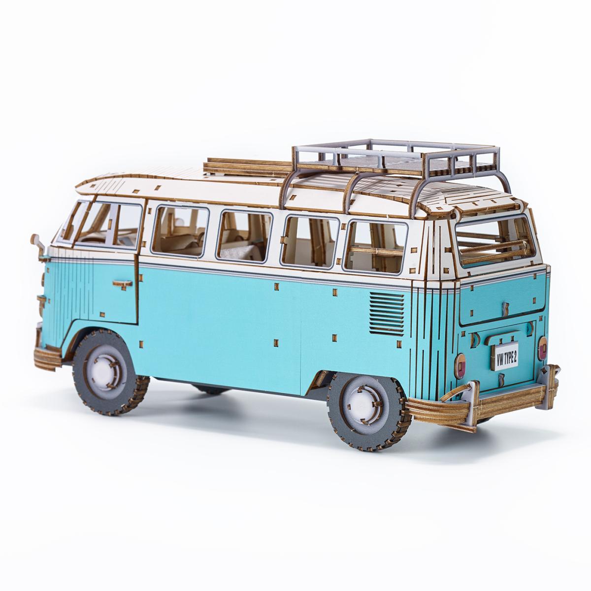 Maqueta de Madera Azone Volkswagen Beetle (TYPE 2) Campervan BLUE 7