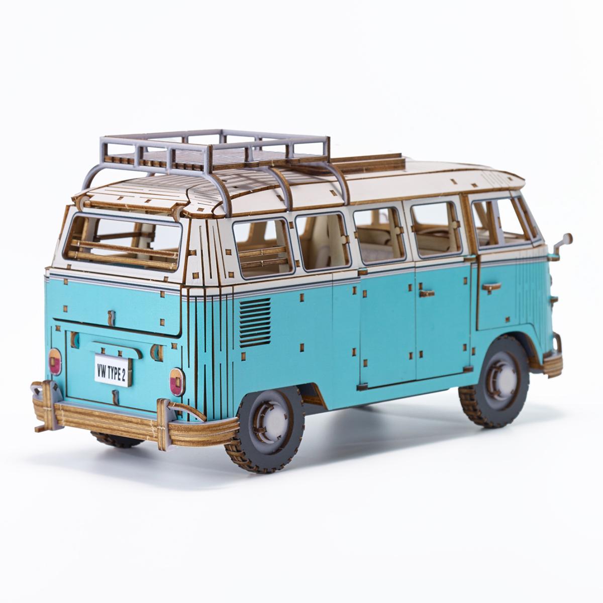 Maqueta de Madera Azone Volkswagen Beetle (TYPE 2) Campervan BLUE 8