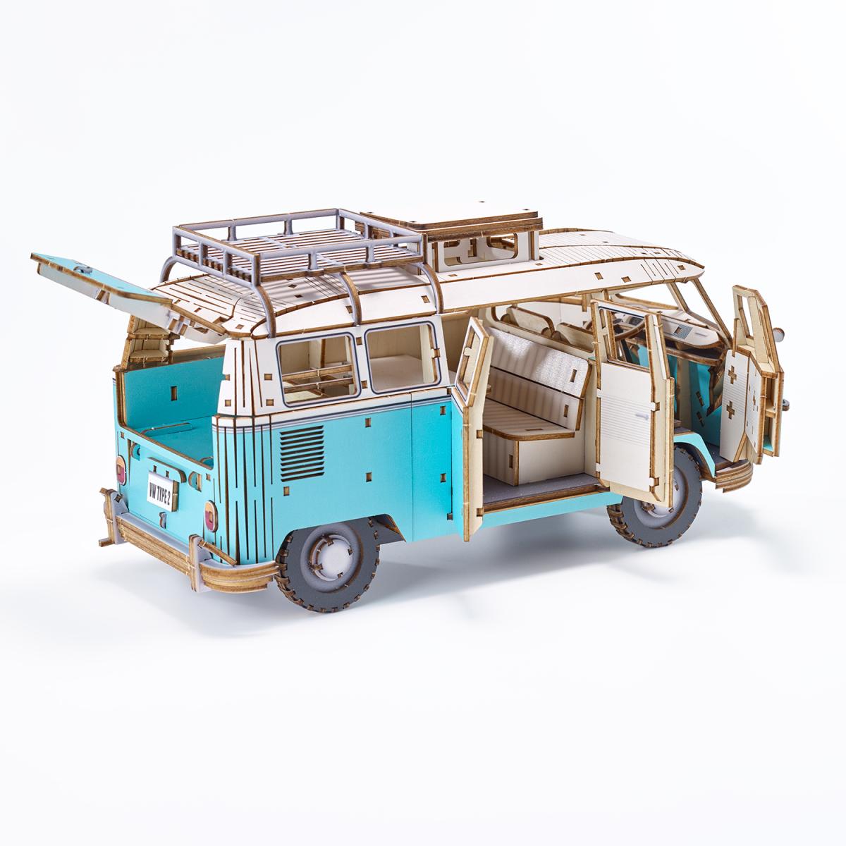Maqueta de Madera Azone Volkswagen Beetle (TYPE 2) Campervan BLUE 9