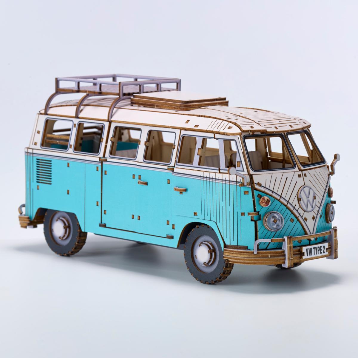 Maqueta de Madera Azone Volkswagen Beetle (TYPE 2) Campervan BLUE 14