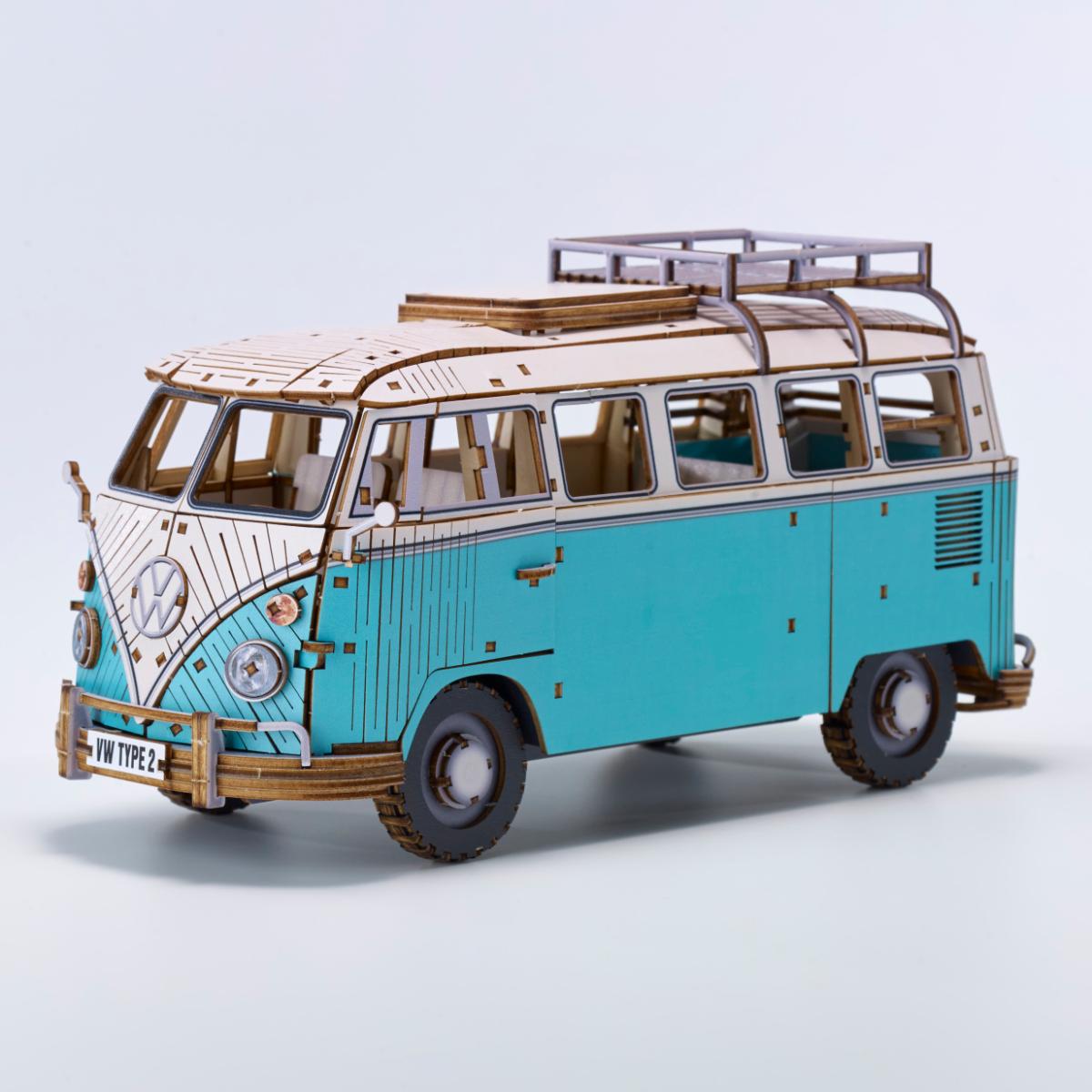 Maqueta de Madera Azone Volkswagen Beetle (TYPE 2) Campervan BLUE 16