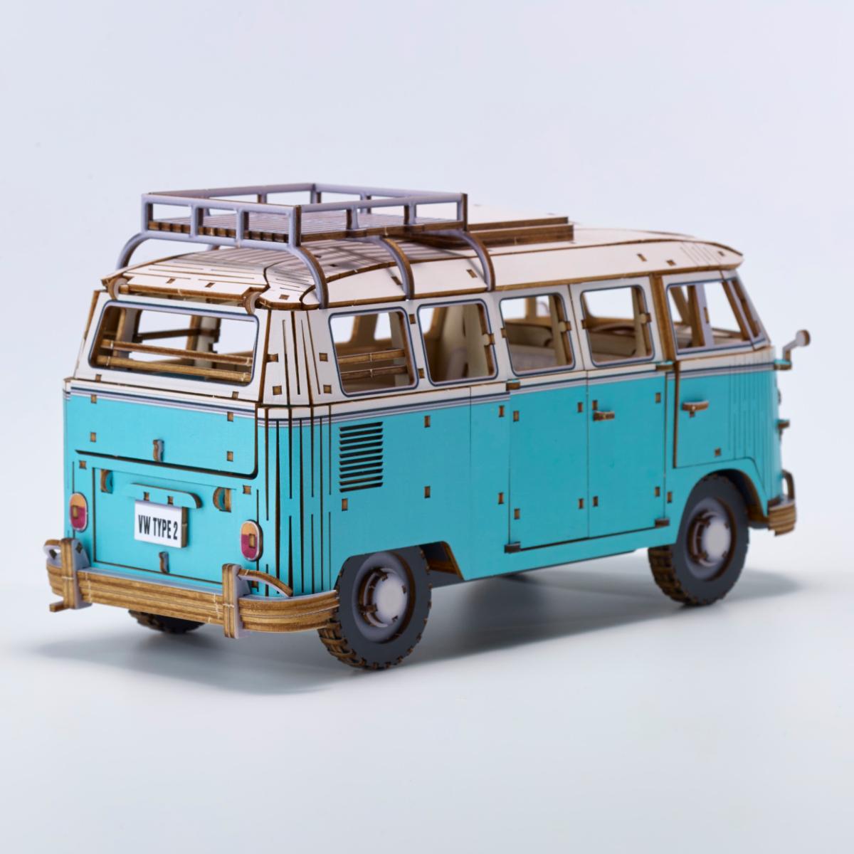 Maqueta de Madera Azone Volkswagen Beetle (TYPE 2) Campervan BLUE 20