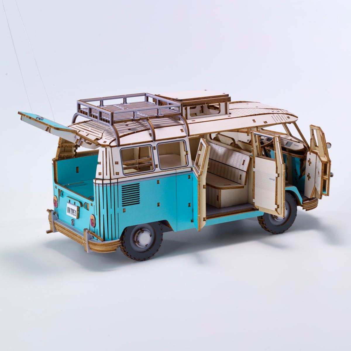 Maqueta de Madera Azone Volkswagen Beetle (TYPE 2) Campervan BLUE 22
