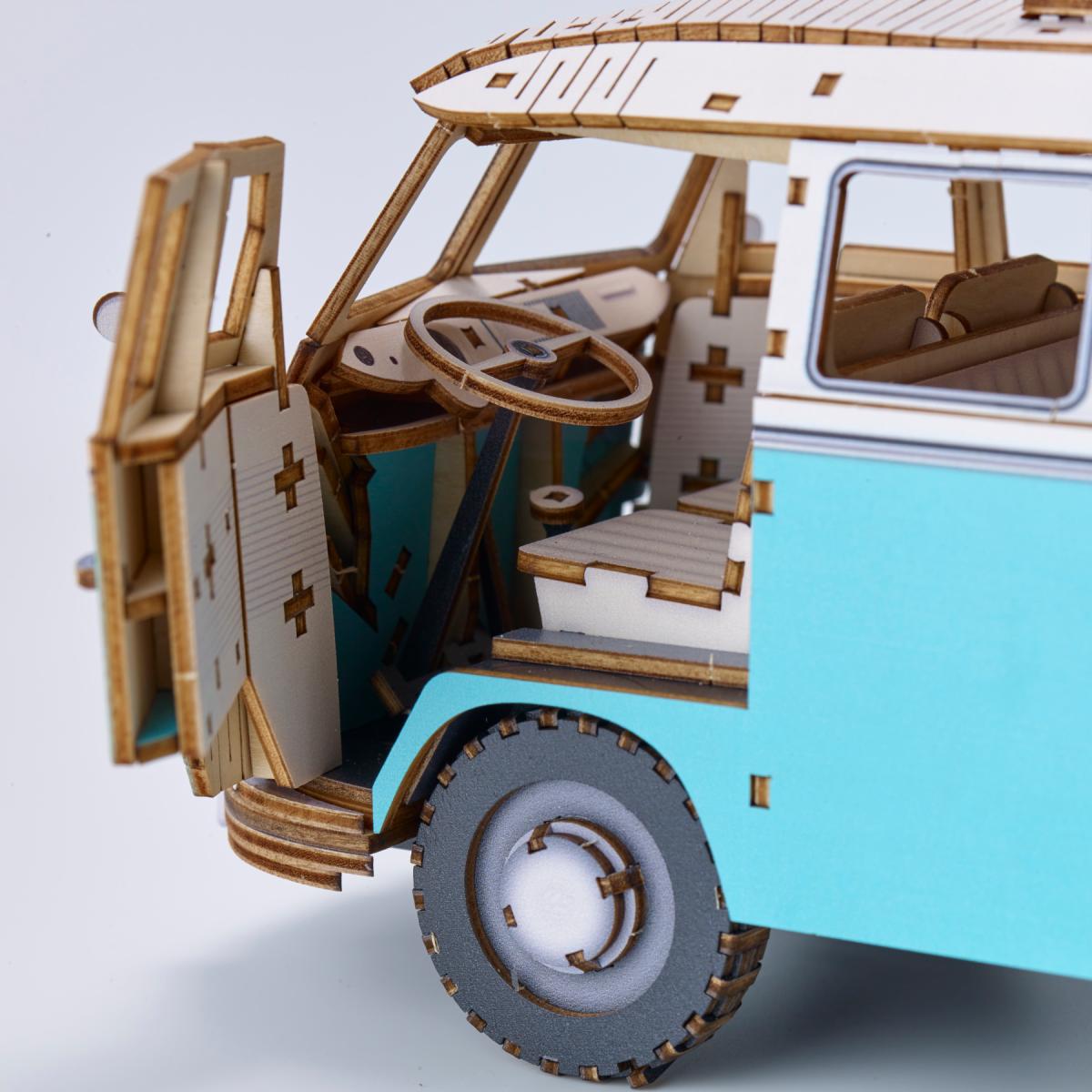 Maqueta de Madera Azone Volkswagen Beetle (TYPE 2) Campervan BLUE 24