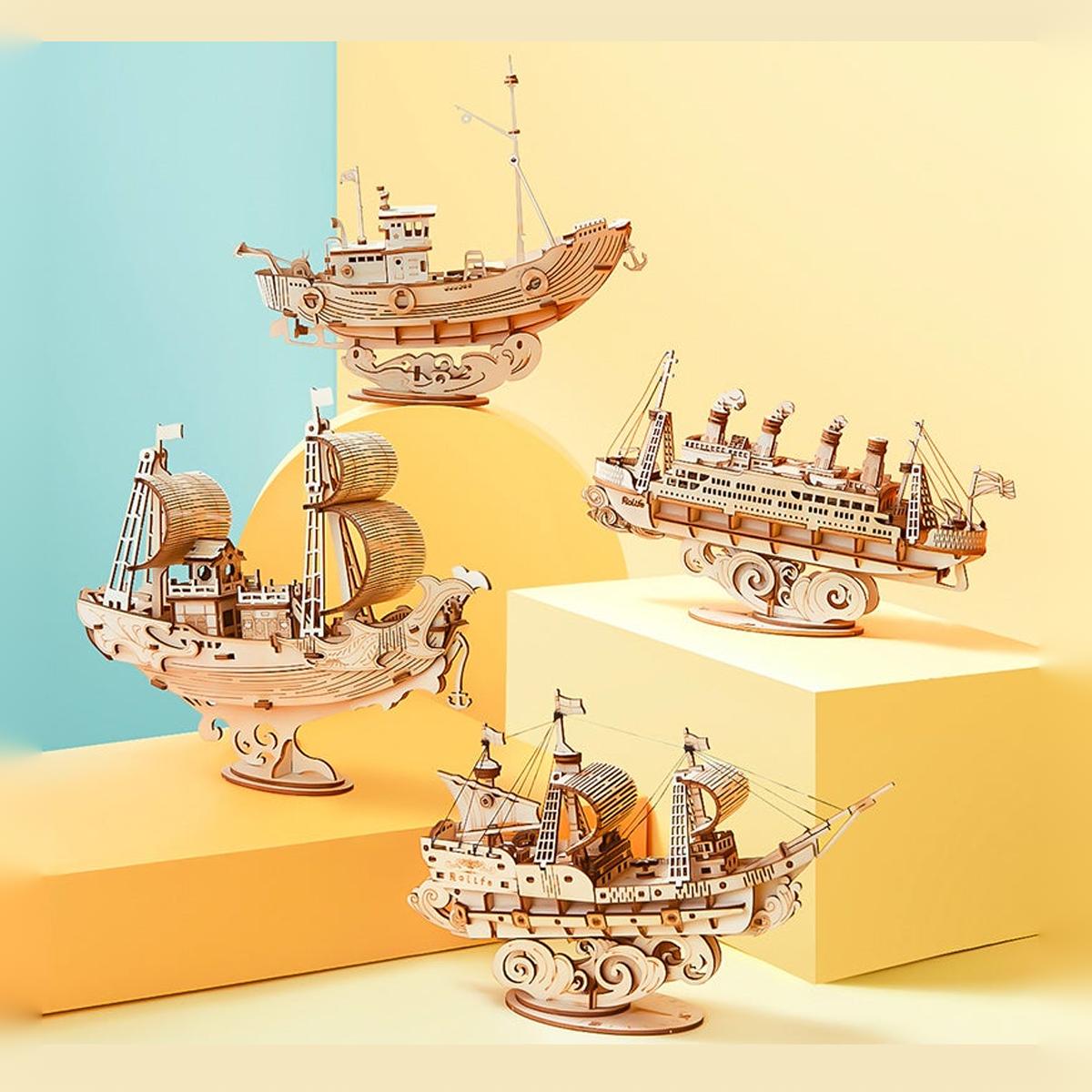 Modelo de Madeira do Navio de Cruzeiro Robotime 3