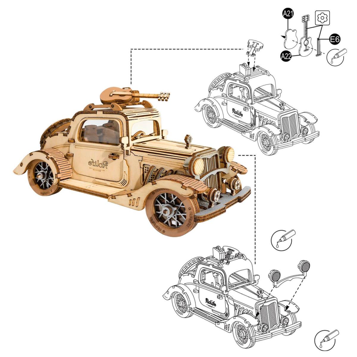 Imagen 6 de Maqueta De Madera Robotime Vintage Car