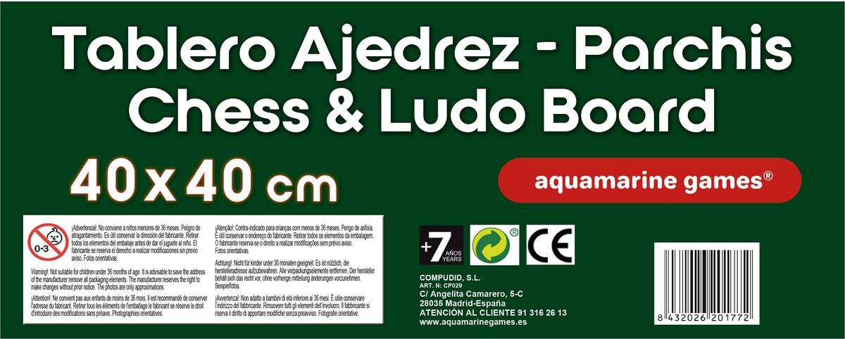 Tabuleiro de Xadrez Aquamarine Games DM 40 x 40 3