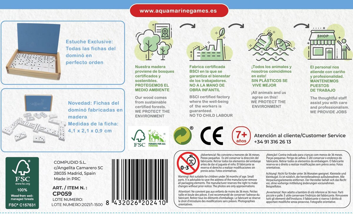 Dominó EXCLUSIVO FSC100% Aquamarine Games 4