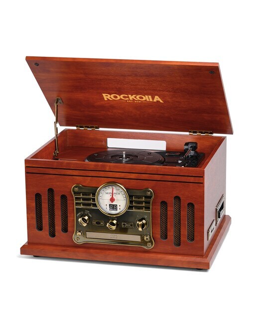 Tocadiscos Rockolla Monarch con Bluetooth, CD, Radio, USB