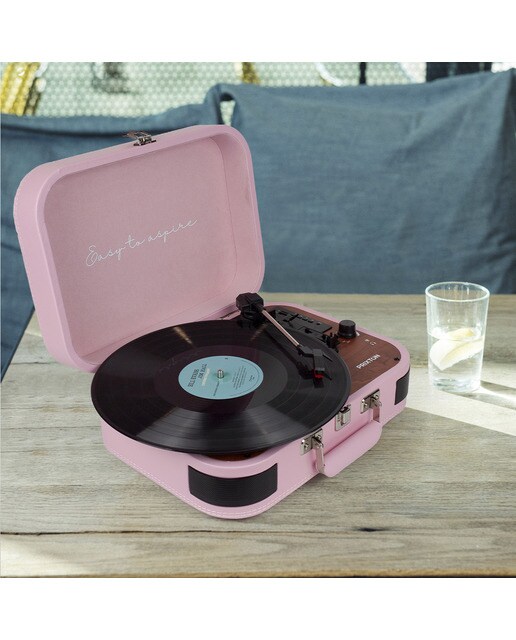 Gira-discos Conversor Prixton VC600 Bluetooth Rosa-8