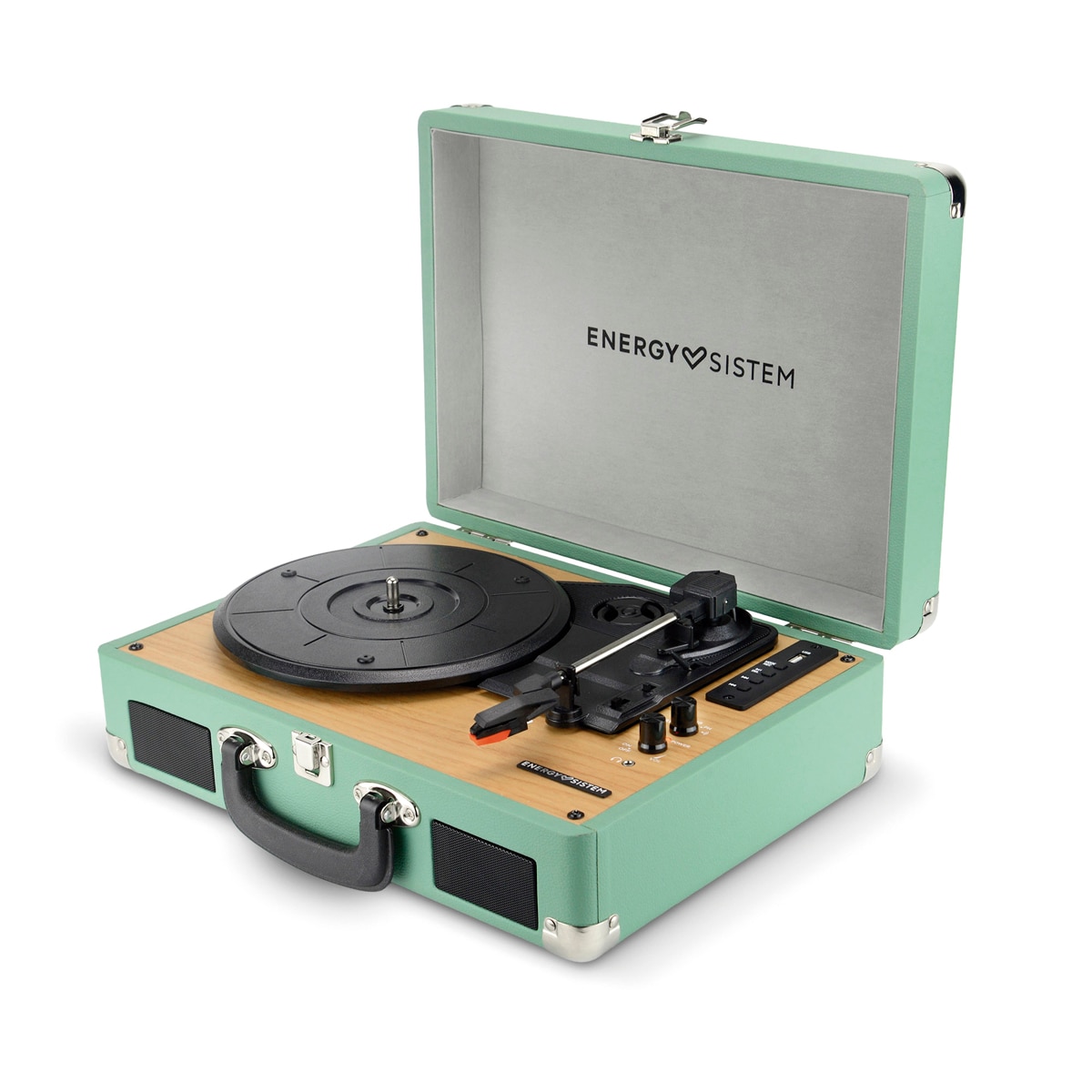 Tocadiscos Energy Sistem RetroSpin (40W, vinilos, RCA, puerto USB, Bluetooth In/Out) - Verde Agua Verde Agua-3