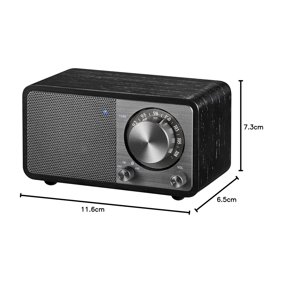 Radio Sangean WR-7 Plus con mueble de madera, FM / Bluetooth / AUX - Roble Negro Roble Negro-2