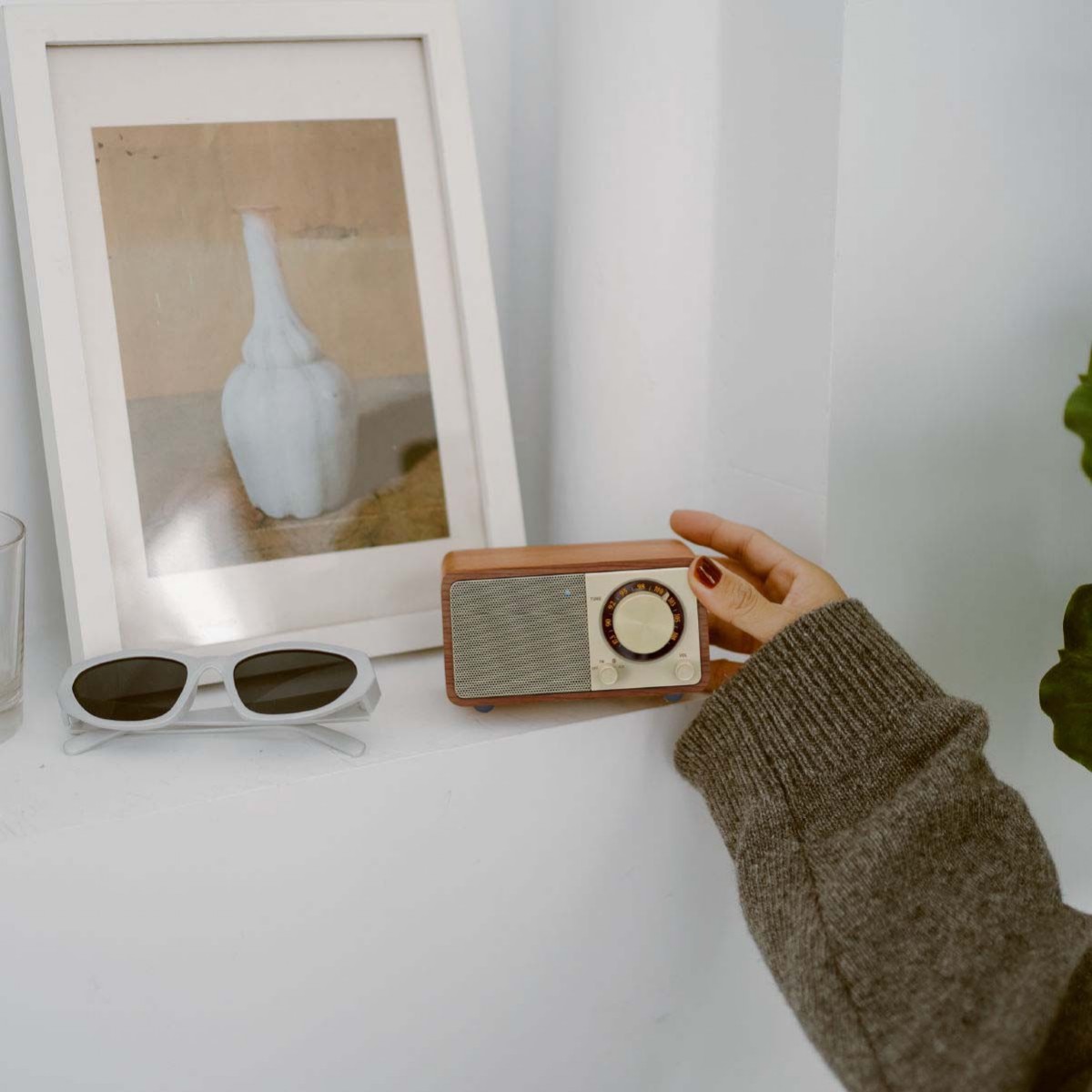 Radio Sangean WR-7 Plus con mueble de madera, FM / Bluetooth / AUX - Natural / Cerezo Natural / Cerezo-3