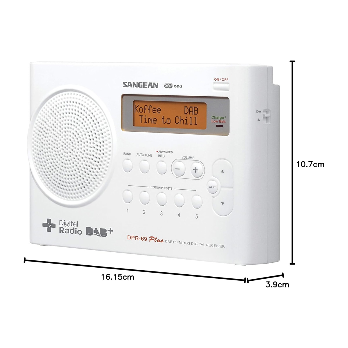 Imagen 2 de Radio Digital Sangean DPR-69+, DAB+ / FM-RDS - Negro Blanco