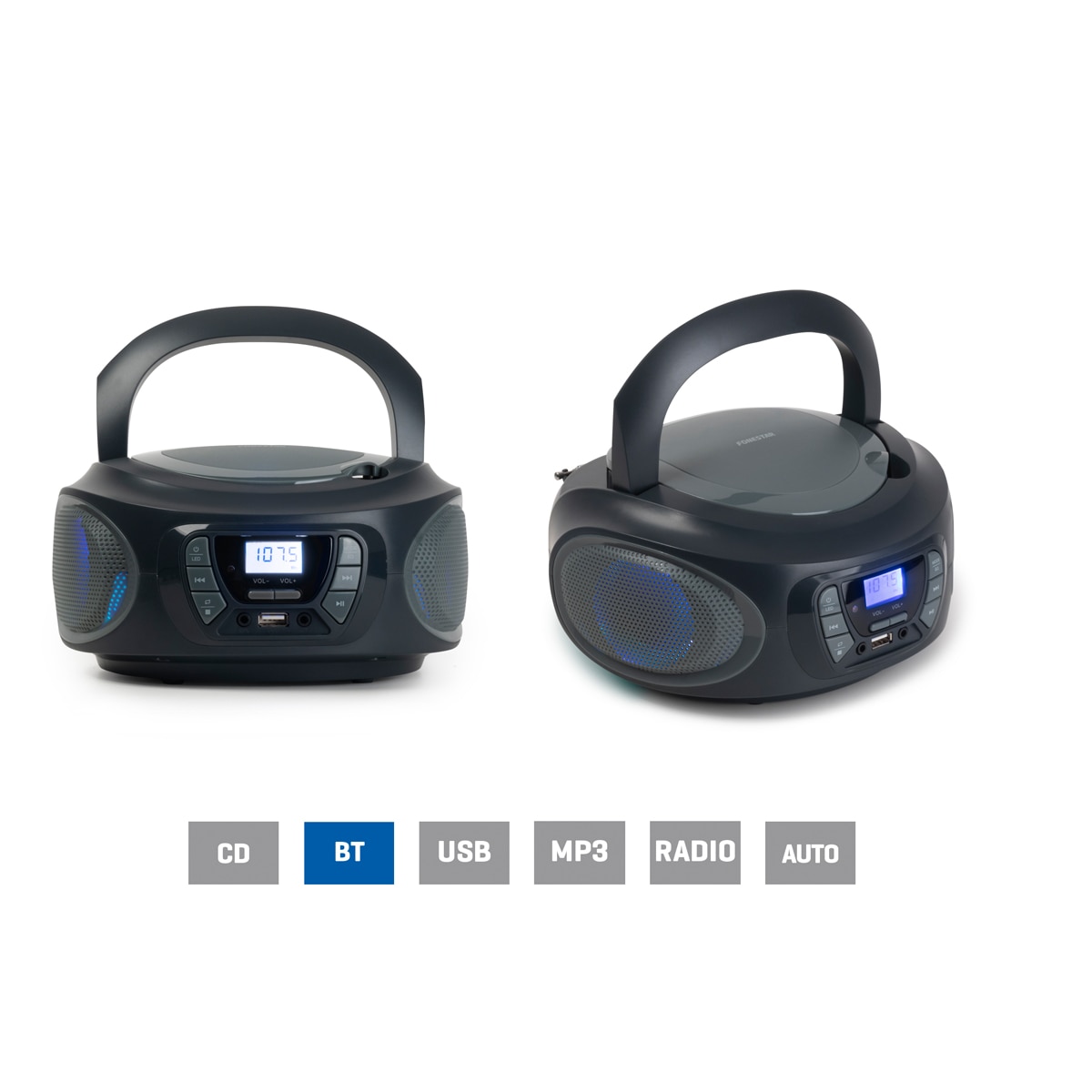 Radio CD bluetooth USB FM con entrada auxiliar Fonestar BOOM-ONE-G Gris oscuro / Gris claro-3