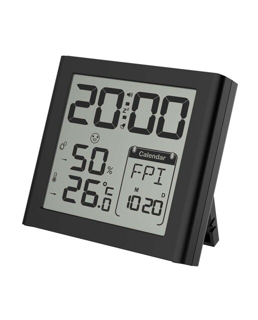 Reloj despertador Inves E0330STH con nivel de temperatura Negro-1