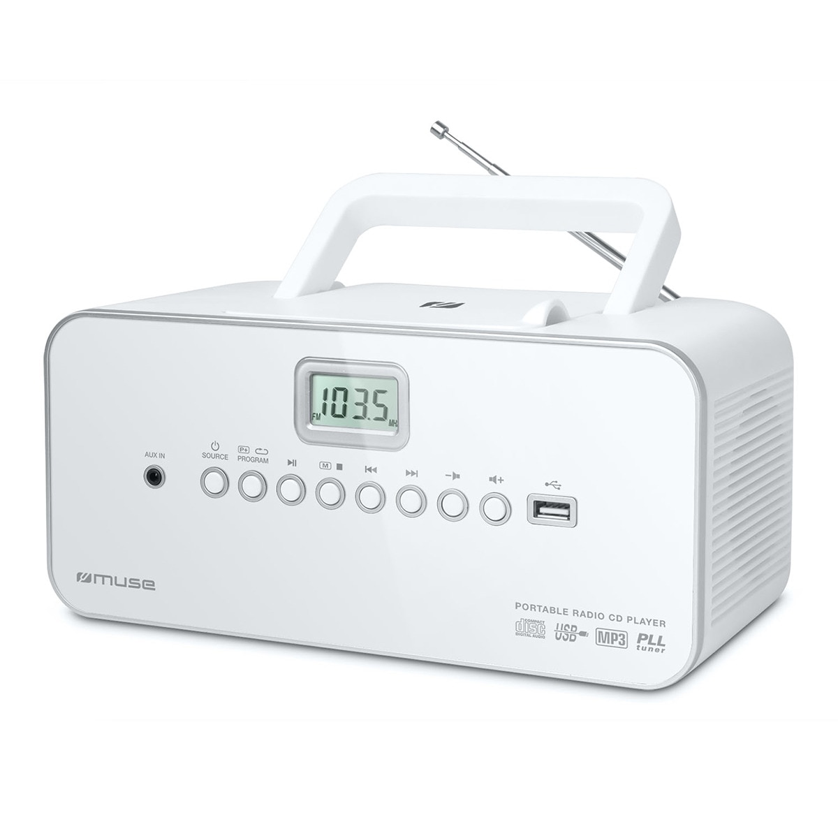 Radio CD Muse M-28 RDW con USB Blanca Blanco-1