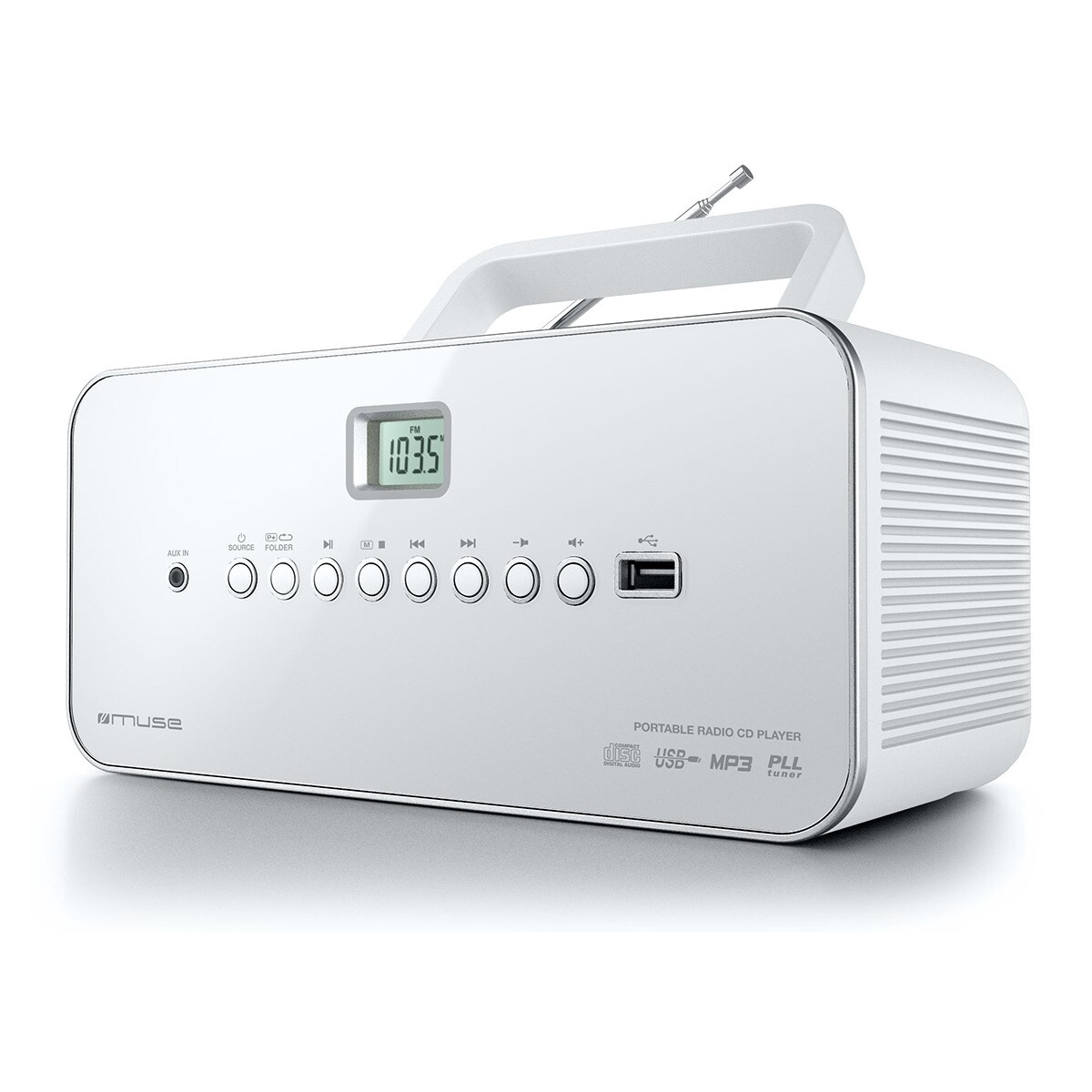 Radio CD Muse M-28 RDW con USB Blanca Blanco-2