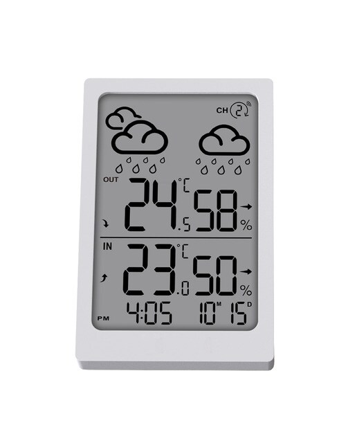 Reloj despertador Inves E0558WST2H2-V3 con indicador de temperatura interior y exterior, blanco Blanco-2