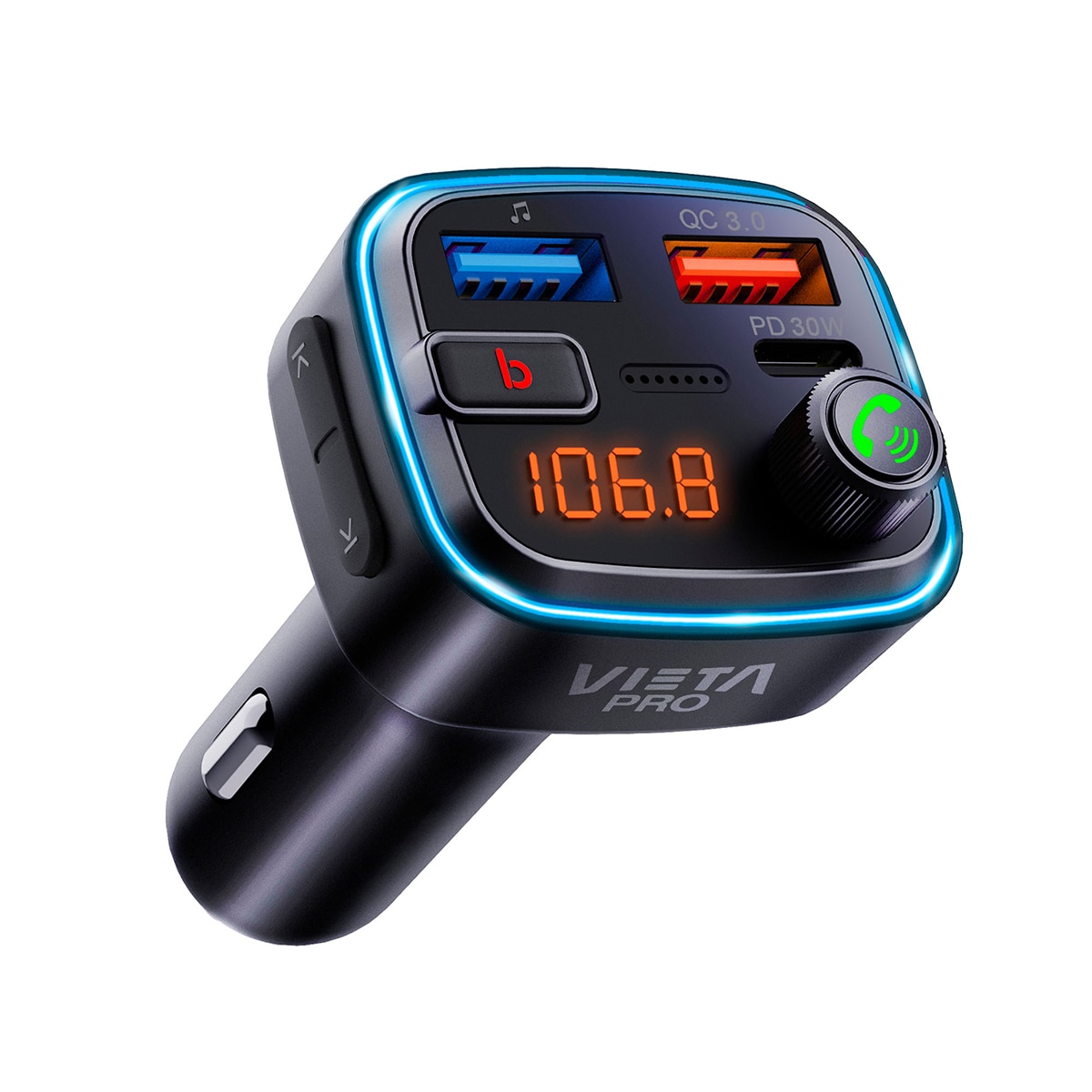 Transmisor Bluetooth para coche Vieta Pro Attach 2. Audio y llamadas en el coche, fácil y compacto. Negro-3
